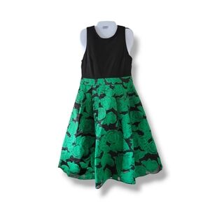 Ignite Evenings | Gorgeous Black/Green Floral Jacquard Cocktail Party Dress